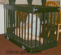 deluxe wood and leather human slave cage